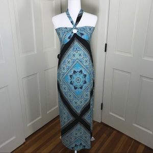 Valerie Bertinelli multi blue and green Maxi dress